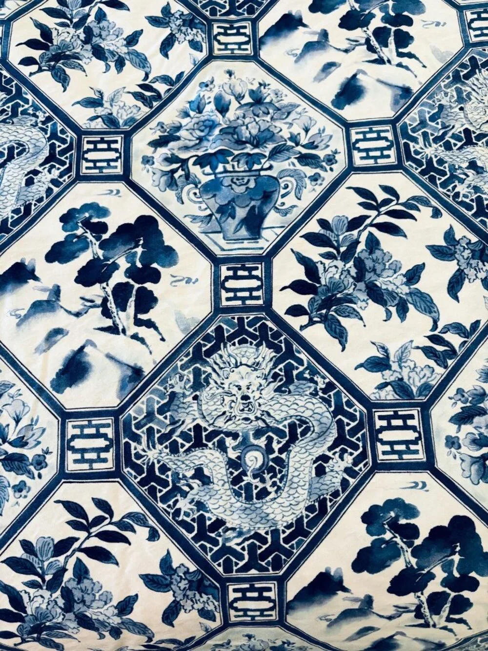 Ralph Lauren Palm Harbor Full Queen Duvet Cover Blue White Chinoiserie Pristine